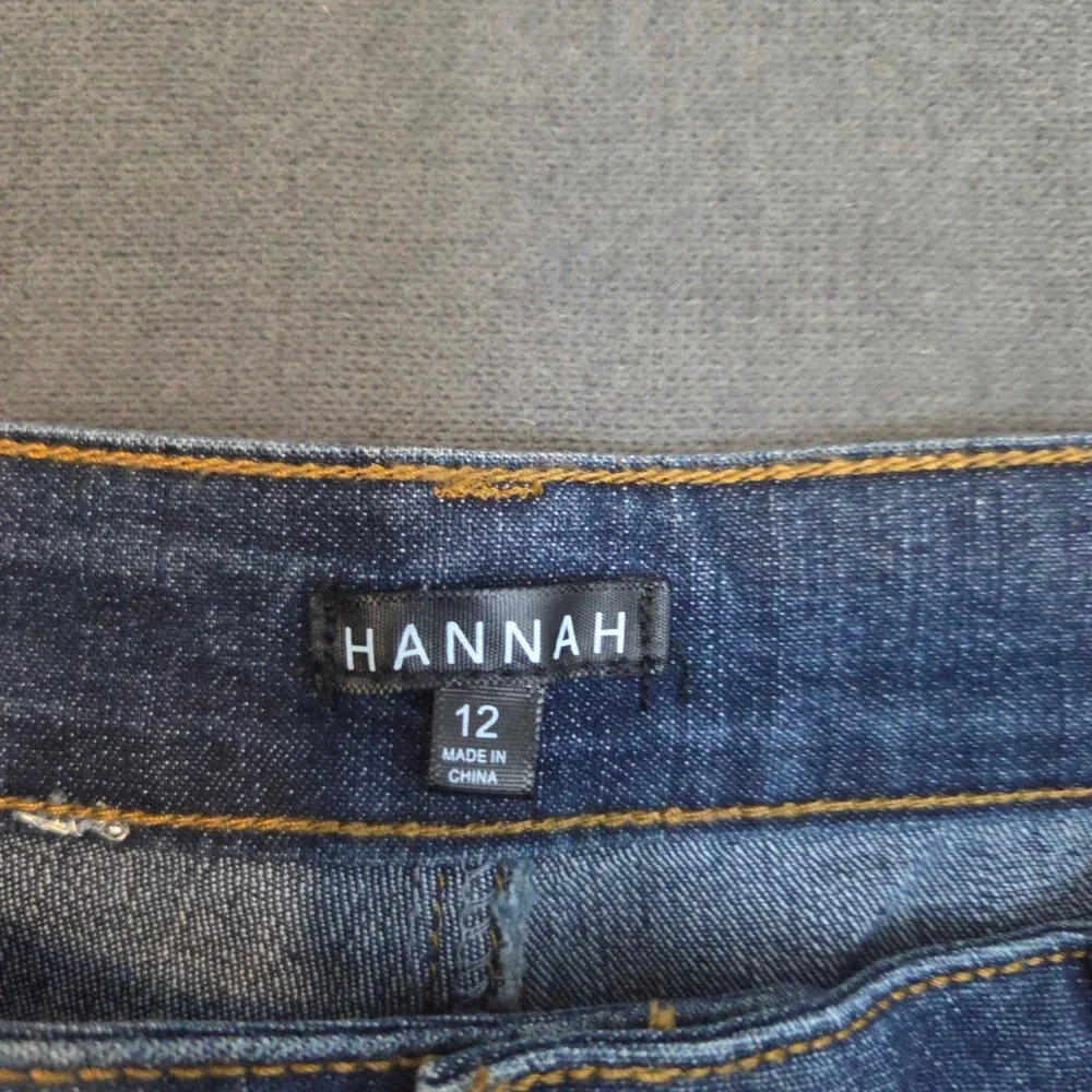 Hannah Denim Bermuda Shorts Womens 12 Blue Stretch‎ Dark Wash Knee Length